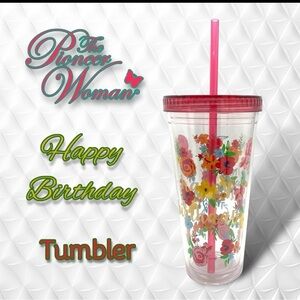 The Pioneer Woman HAPPY BIRTHDAY! Plastic Double Walled 24-Oz Tumbler w/ Straw